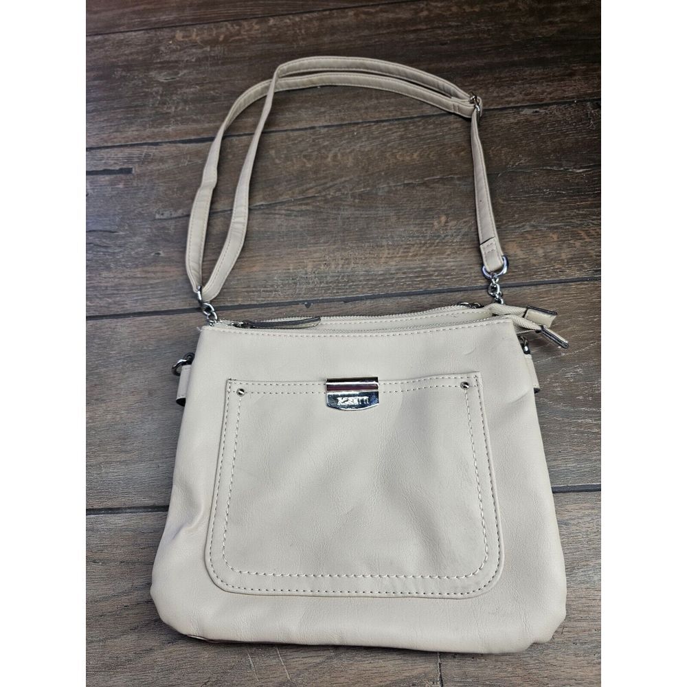 Rosetti Beige Purse Crossbody Shoulder Bag Adjustable Strap VG Multi Pocket - Picture 1 of 16